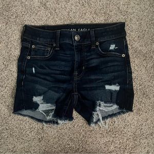 American Eagle Distressed Denim Midi Shorts